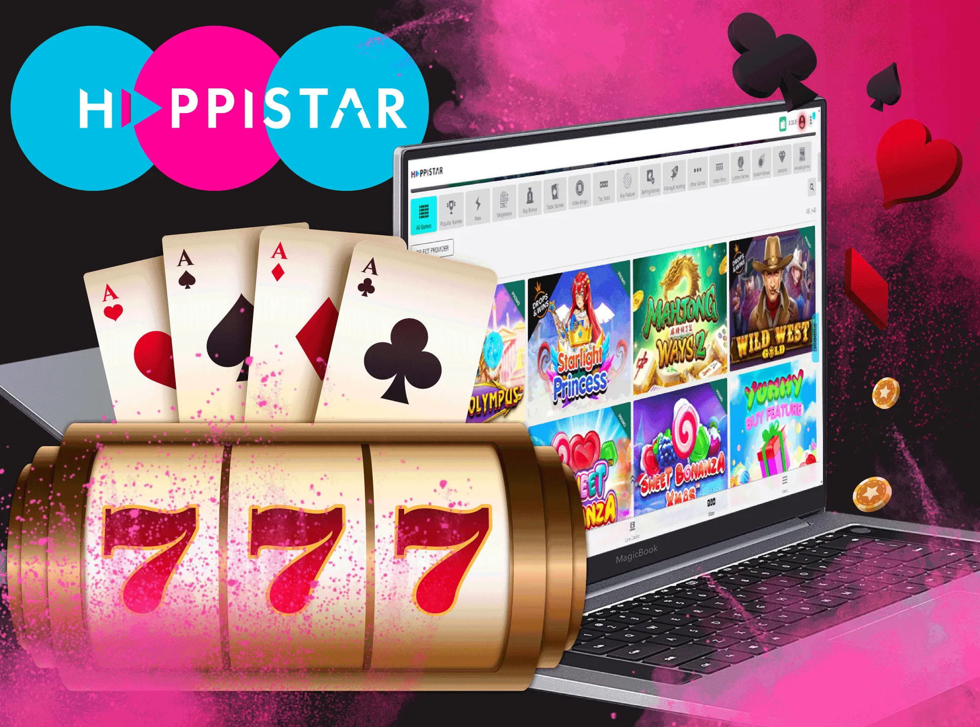 Happistar casino has various different slots from well-known providers.