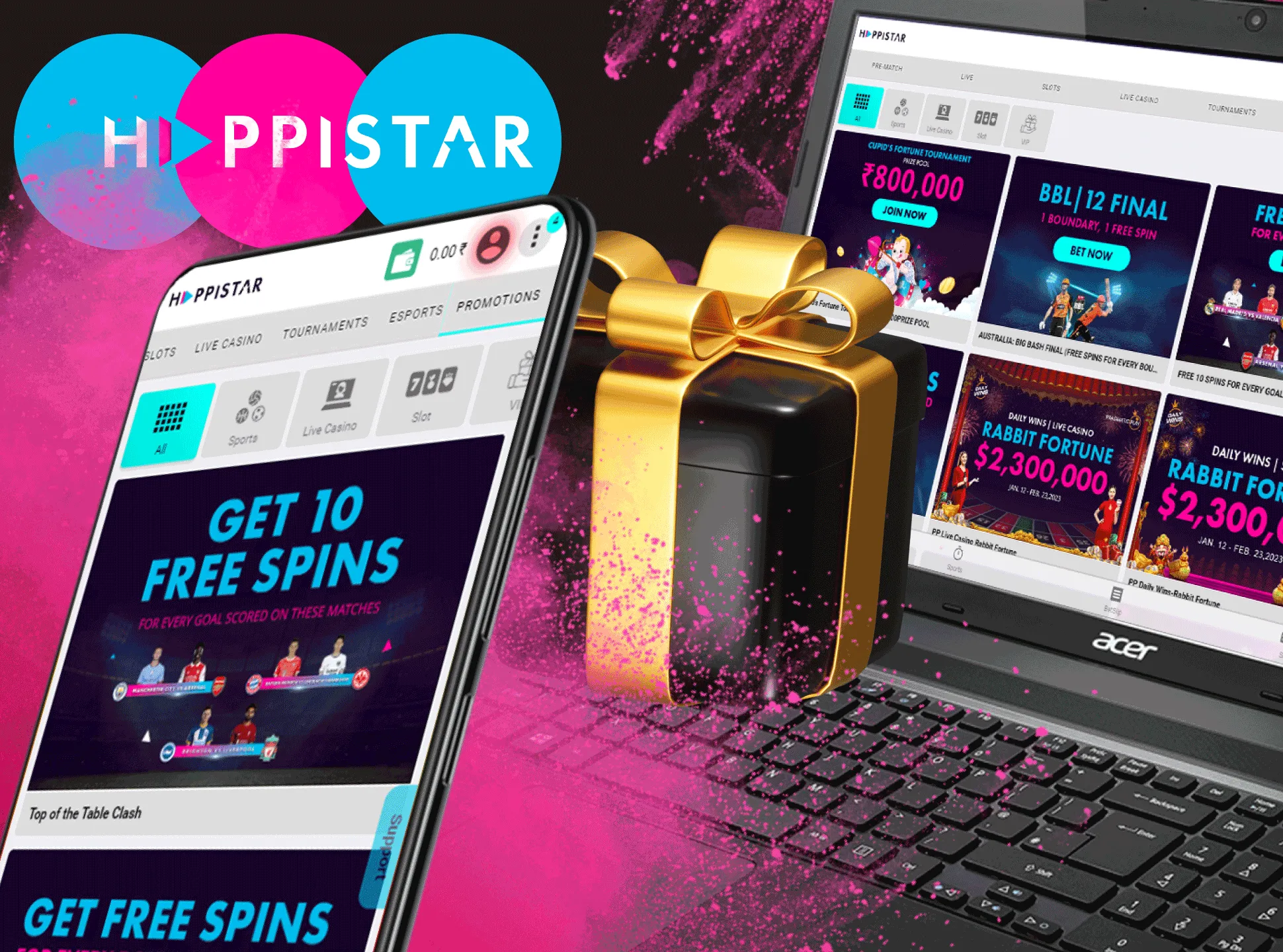 Happistar offers the great bonuses for new and regular players.