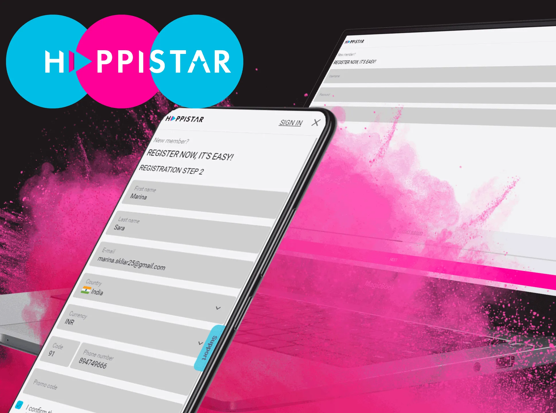 Sign up for Happistar in a few steps.